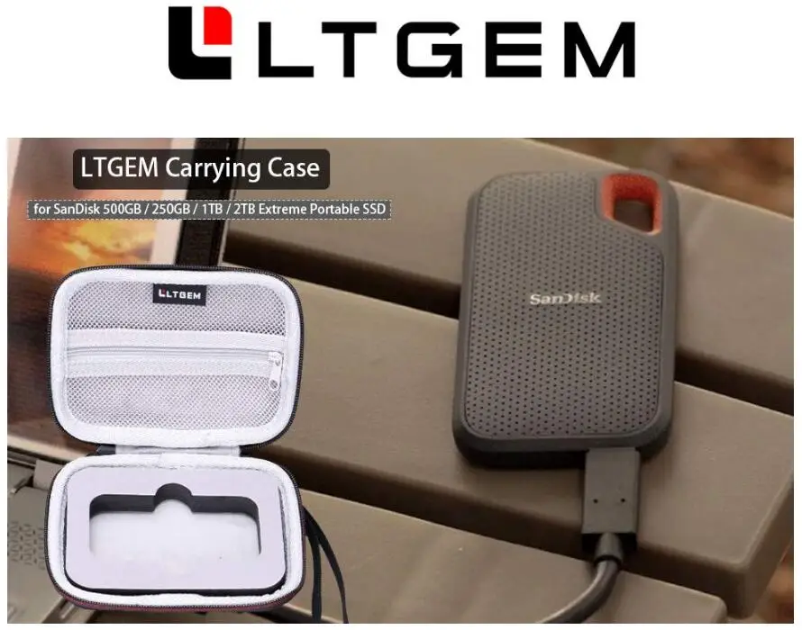 LTGEM EVA Жесткий Чехол для двойной флеш-накопитель SanDisk 500 GB/250 GB/1 ТБ/2 ТБ Экстрим Портативный SSD(SDSSDE60) путешествия защитный чехол для хранения B