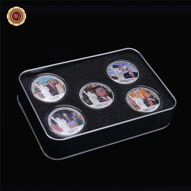

WR 5 шт. декоративный подарок президент Соединенных Штатов монета 40*3 мм посеребренный Дональд Трамп коллекционирование монет партия Деловой...