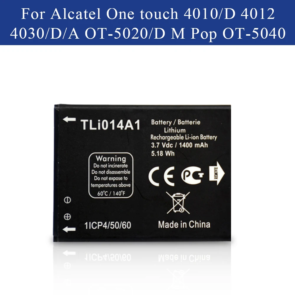 TLi014A1 Аккумулятор для Alcatel One touch 4010/D 4012 4030/D/A OT 5020/D 5040 1400 mAh Новый резервный Акку с
