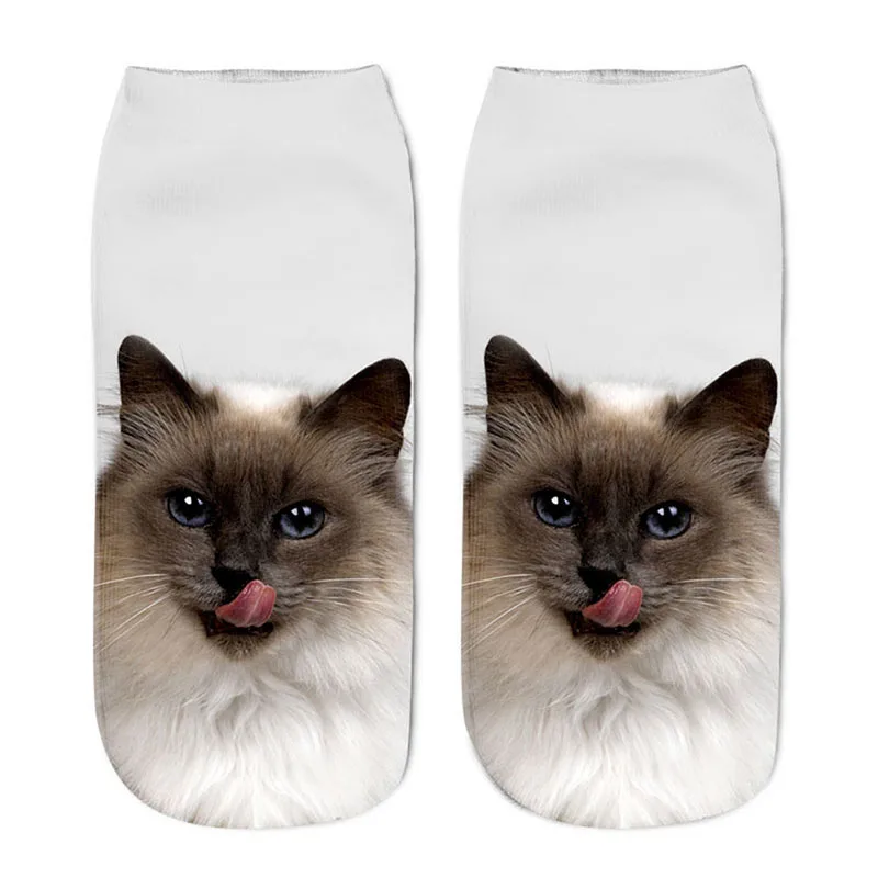 

New Fashion Cotton Socks Women Men 3D Cat Print Cute Casual Style Low Ankle Socks Female Christmas Lady Pet Printed Socks W3