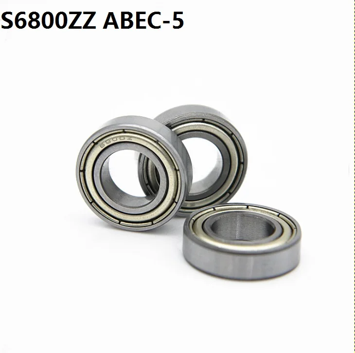 

20pcs/lot ABEC-5 S6800ZZ S6800 ZZ Stainless Steel bearing 10*19*5 mm Deep Groove Ball Bearing 10x19x5 6800ZZ 6800