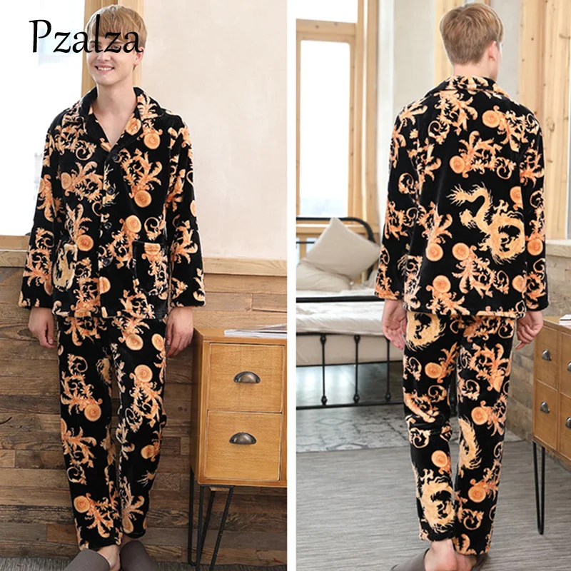 2020 Autumn Winter Cotton Casual Pajamas Sets for Men Long Sleeve Soft Comfortable Pyjama Male Homewear Lounge wear Home Clothes