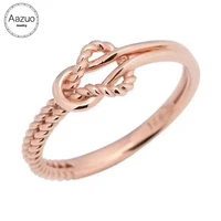 aazuo 100 18k rose gold none stone original hemp flower ring for woman charm jewelry fashion love gift tiny thin au750