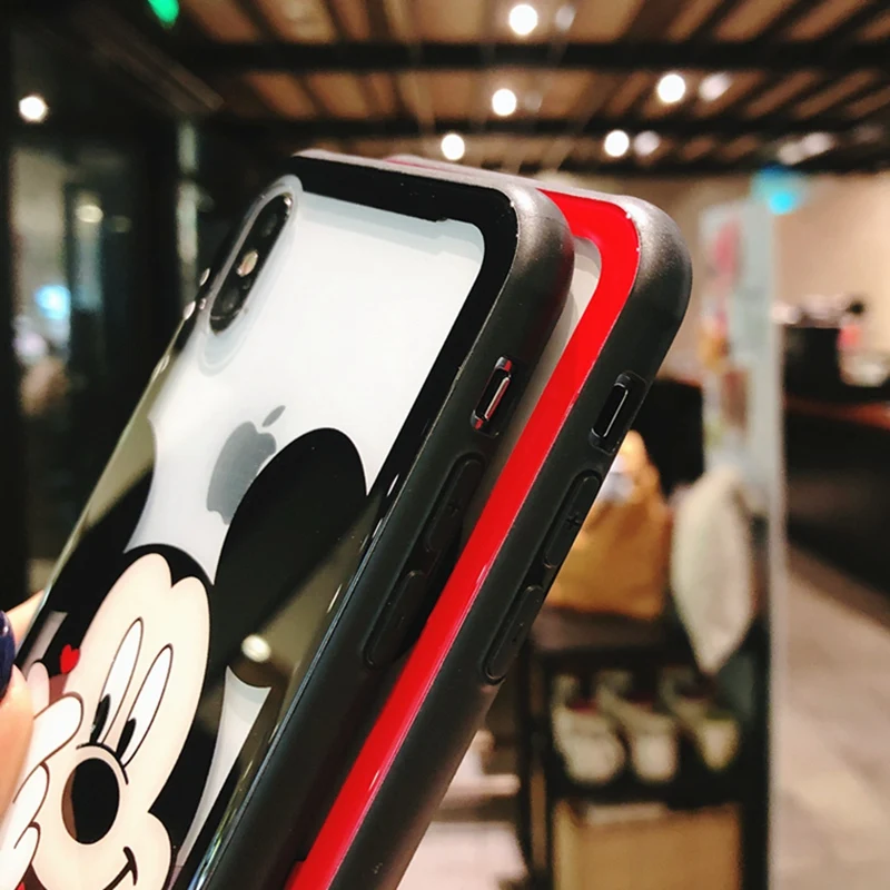Чехол для телефона с рисунком Минни Маус iphone X XS MAX XR задняя крышка из закаленного