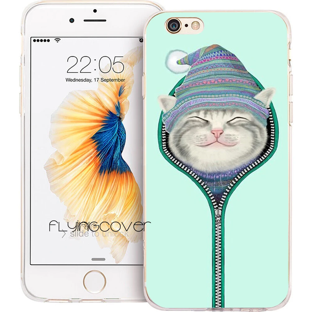 Капа Tumblr кошка в худи Прозрачный Мягкий ТПУ силиконовый чехол для телефона Apple