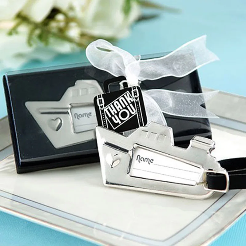 

16pcs/lot Beach Themed Wedding Favors bridal shower Cruise Ship Luggage Tag Chrome Baggage Tag Travel Claim Tags Free Shipping