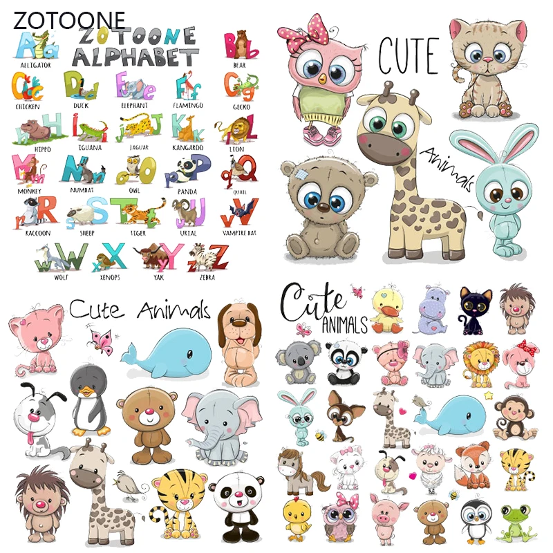 

ZOTOONE Cute Bear Animals Patches Washable Iron-on Transfers for T-Shirt Children Gift DIY Clothes Stickers Dog Heat Transfer G