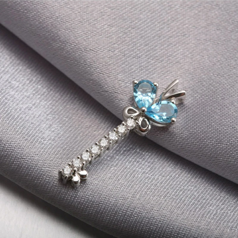 Женская цепочка с кулоном серебро 925 пробы голубым топазом|jewelry supplies chain|jewelry mens