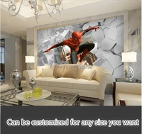 free shipping custom modern mural 3d spider man out of the hole television sofa backdrop wallpaper