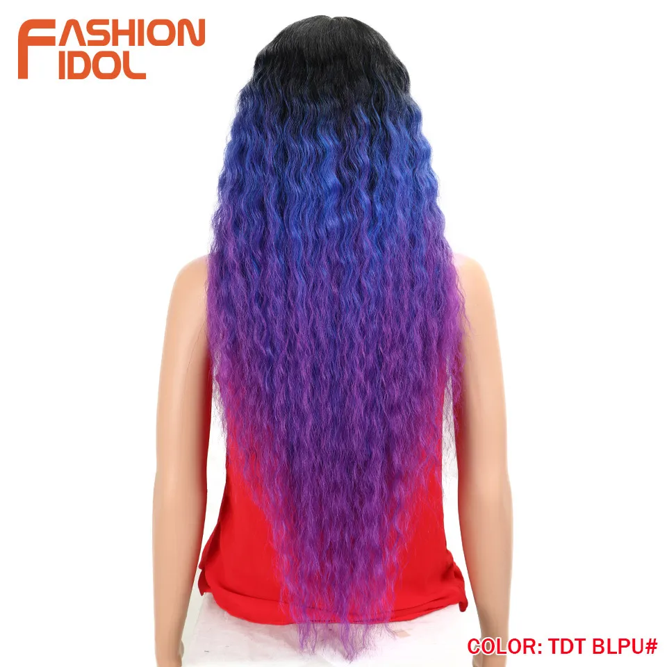 Мода IDOL Hair 28 дюймов мягкий длинный кудрявый I парик на кружеве для черных женщин синтетические волосы термостойкие парики для женщин - Цвет: TDT BLPU