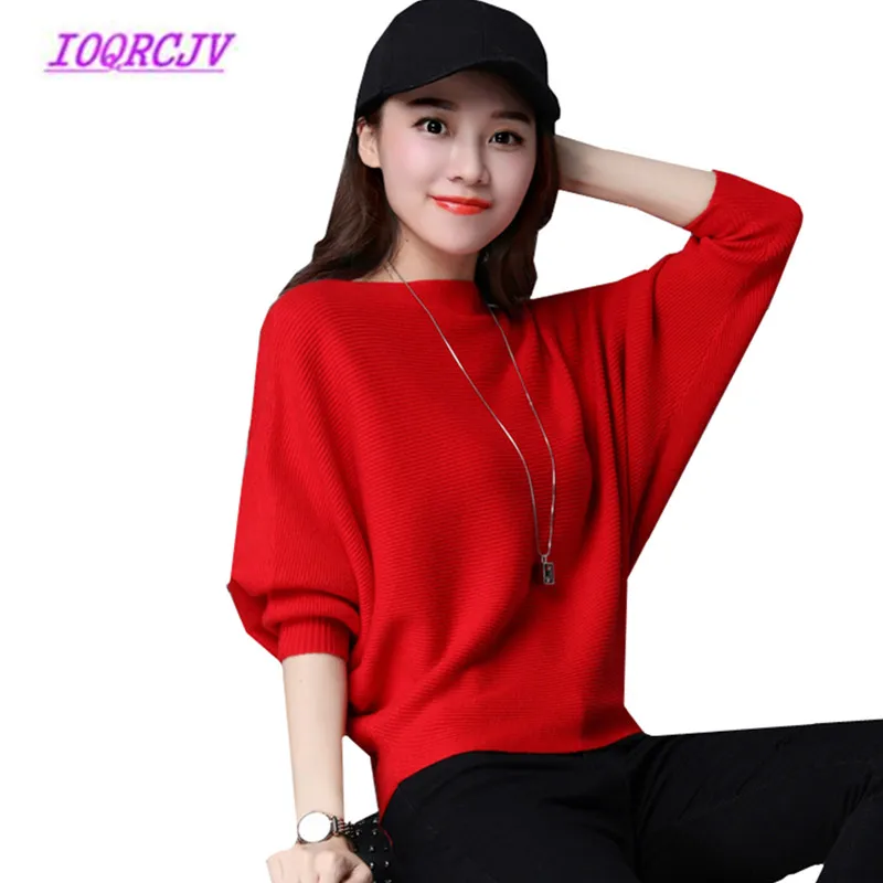 

Knit Sweater Women 2018Spring Autumn Bat sleeve Pullovers Sweater Loose Plus size Casual Tops Short Female Knitwear IOQRCJV B038