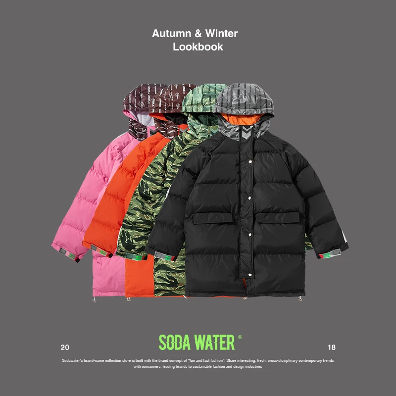 SODA WATER 2018 теплая верхняя одежда зимняя куртка Мужская ветрозащитная с капюшоном