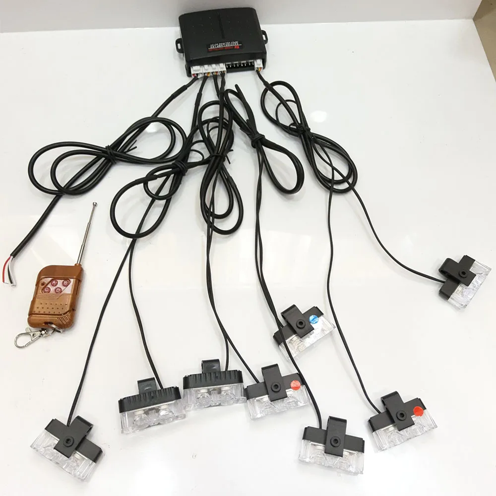 8X2 LED Light Kit Касталека автомобиль грузовик 8X2 светодиодный стробоскоп Предупреждение полицейский светильник беспроводной дистанционный Красный Синий DC 12 В аварийный мигающий Дневной светильник - Цвет: 8X2 LED Light Kit