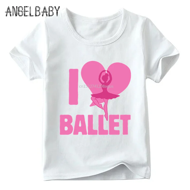 Детская забавная футболка с надписью I Love Ballet Girl детские летние белые топы