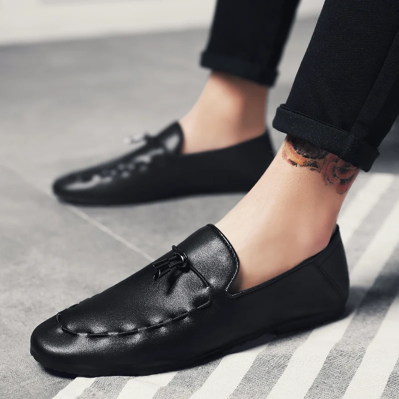 2018 Genuine Leather Men Loafers New Handmade Sewing Casual Shoes Moccasins Flat fashion slip on driving shoes | Обувь