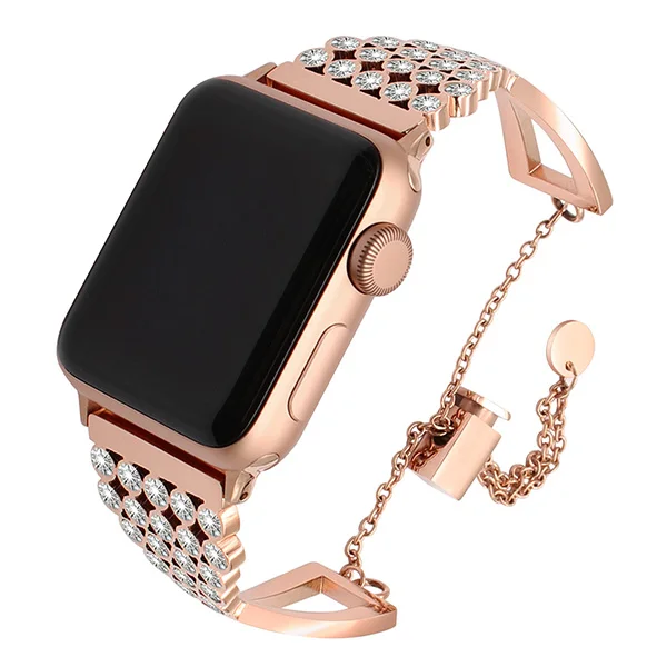 Ювелирный ремешок из нержавеющей стали для часов iWatch Apple Watch 38 мм 40 мм 42 мм 44 мм серии 4 3 2 1 алмазный обруч браслет на запястье