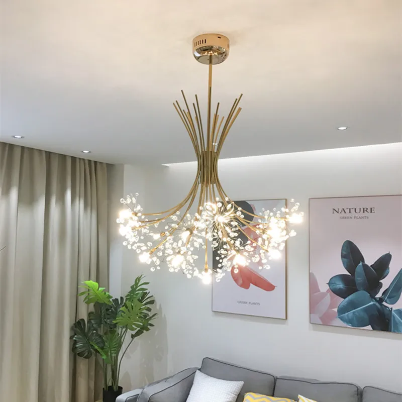 

Nordic Loft Art Crystal Dandelion Chandelier Modern Warm Bedroom Living Room Cafe G4 Led Hanging Light Fixtures Free Shipping