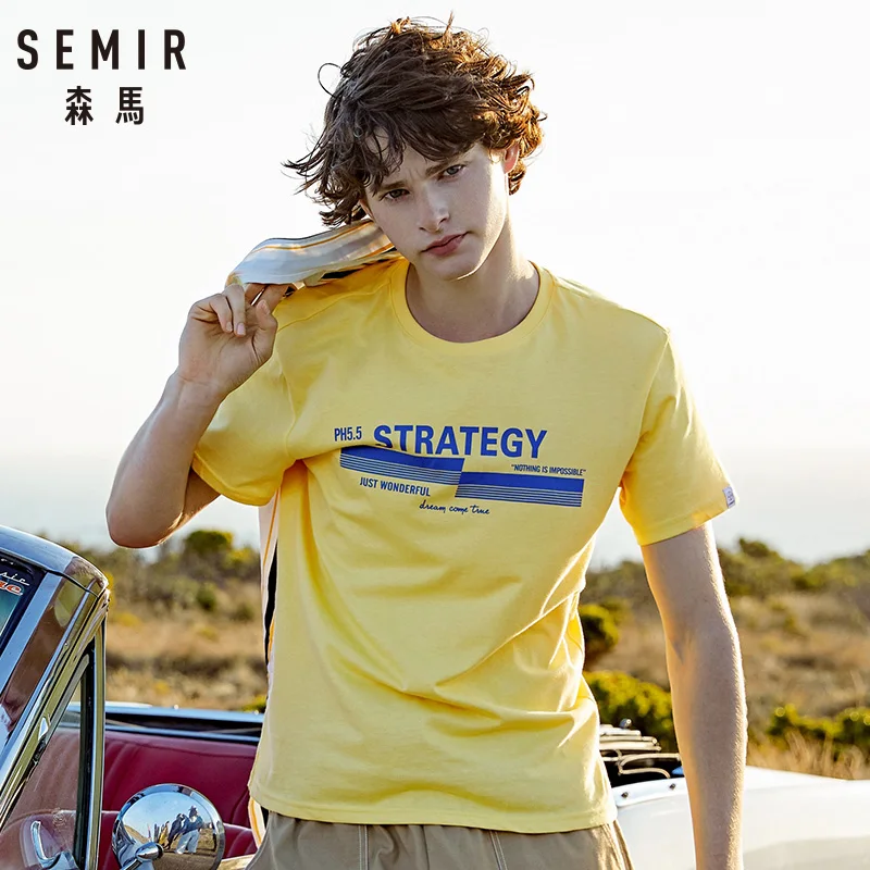 Мужская футболка с коротким рукавом SEMIR корейская модная буквенным принтом