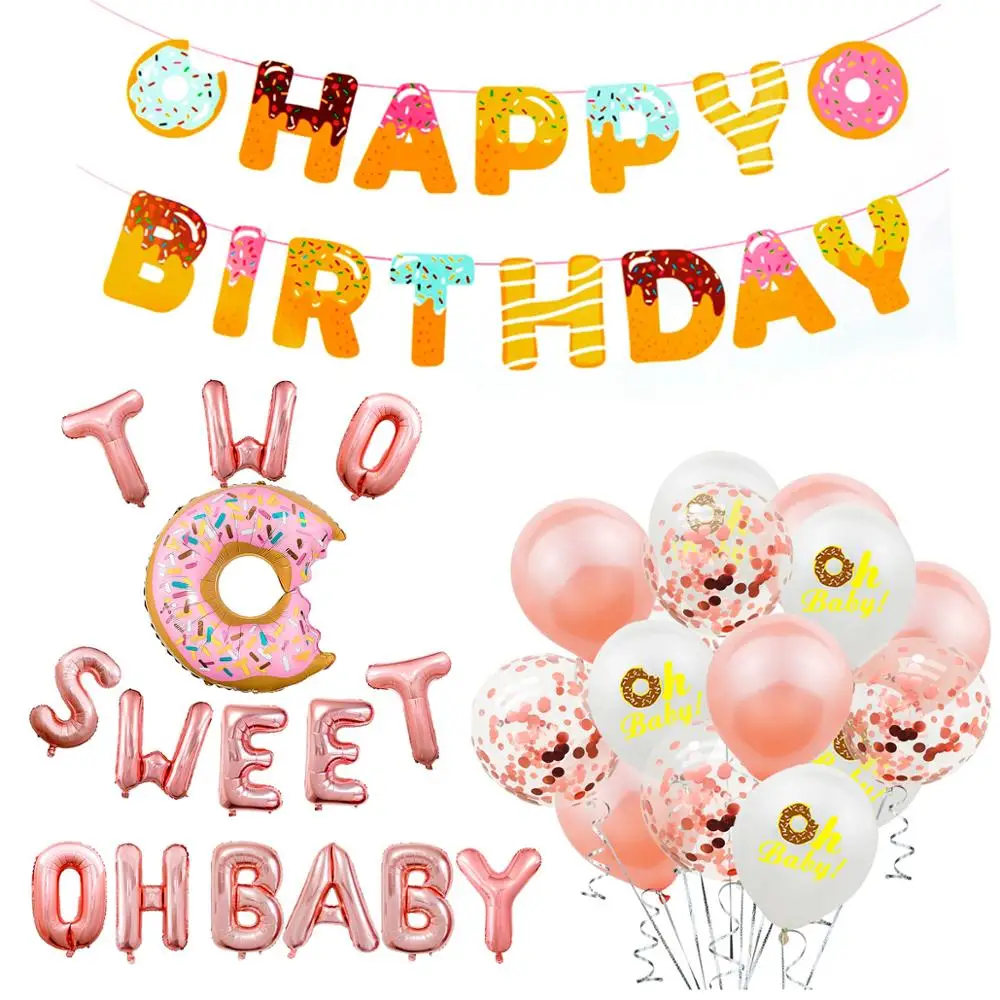 Пончик День рождения Декор Детский плакат шар одноразовая посуда в форме пончика