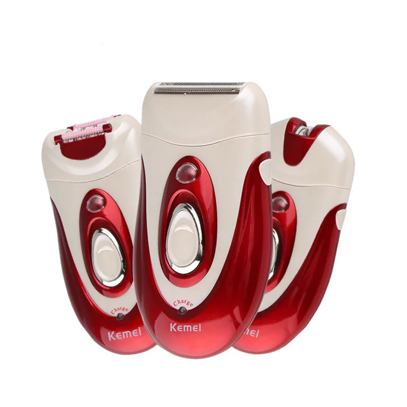 3 in 1 Professional Lady Rechargeable Epilator Depilator Hair Trimmer Shaver Removal for Body Face Undeararm Bikini KM-1888 | Бытовая