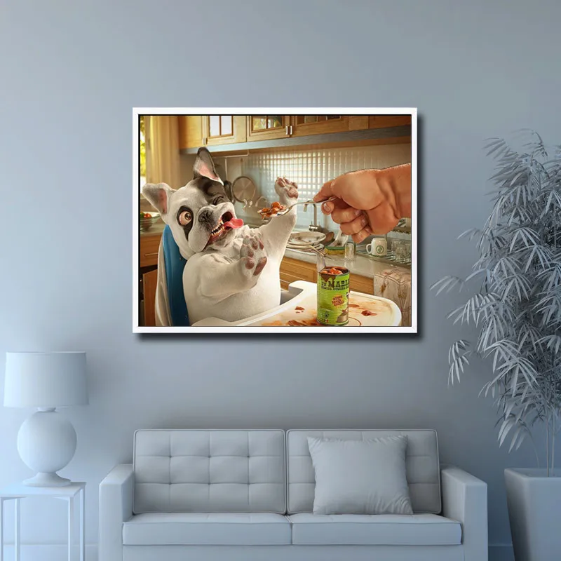5D DIY полный набор для рисования с круглыми камнями и полотном Живопись Животные