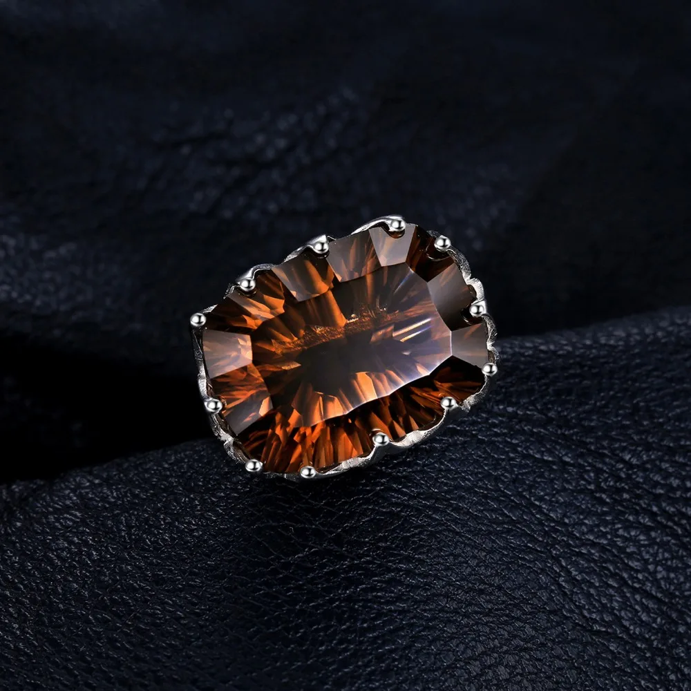 JewelryPalace Huge Unique Concave 20ct Genuine Natural Smoky Quartz Ring 925 Sterling Silver Jewelry Luxury Party Accessories|silver love knot