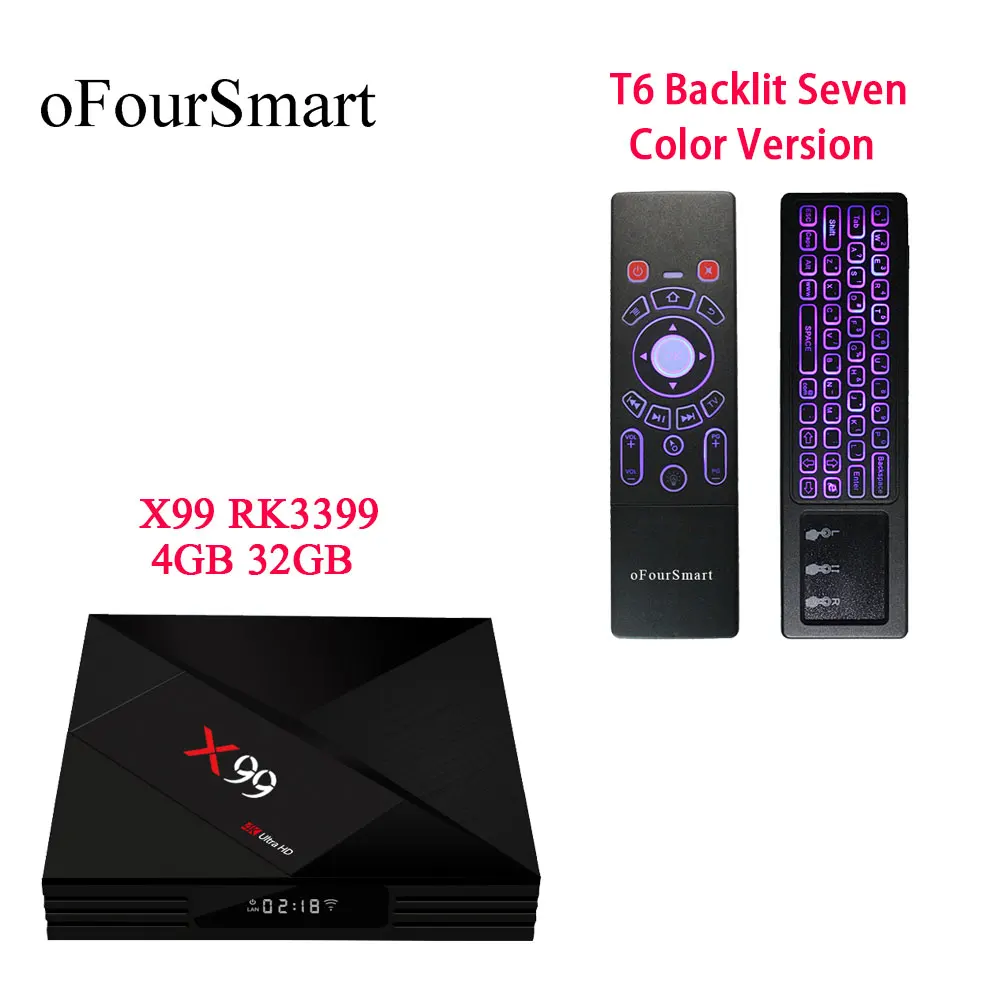 Android 7 1 ТВ приставка X99 RK3399 Четырехъядерный 4 ГБ 32 5GWIFI HD 2 0 медиаплеер с T6 C цветной