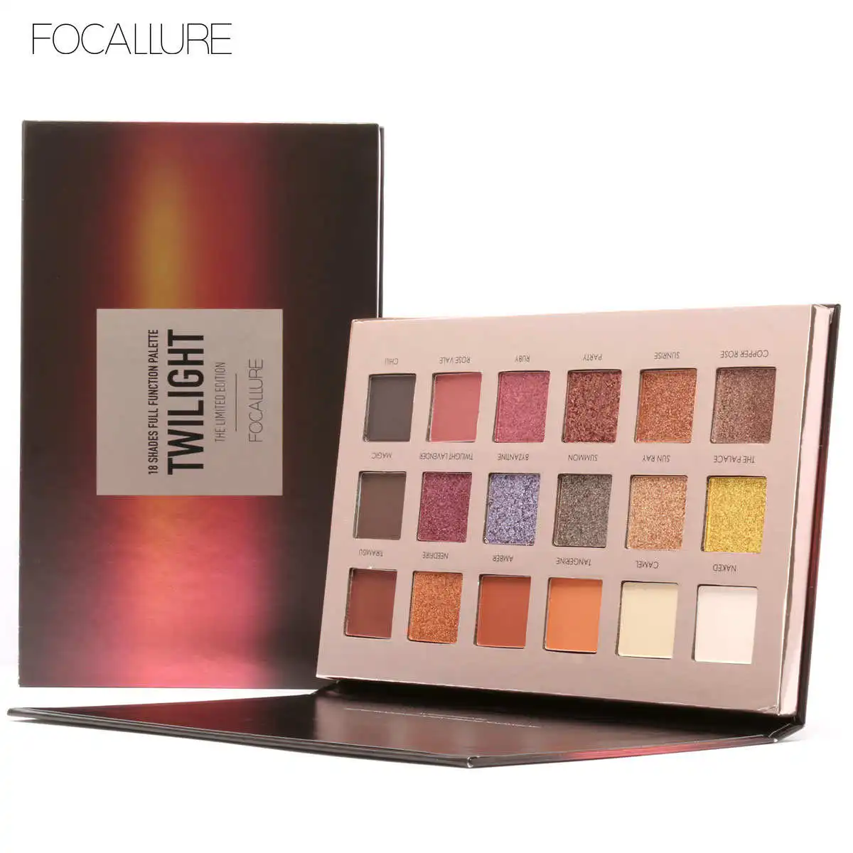 FOCALLURE 18Pcs Shades Eyeshadow Highlighter Glitter and Matte Smoky Professional makeup shadow+Blush |