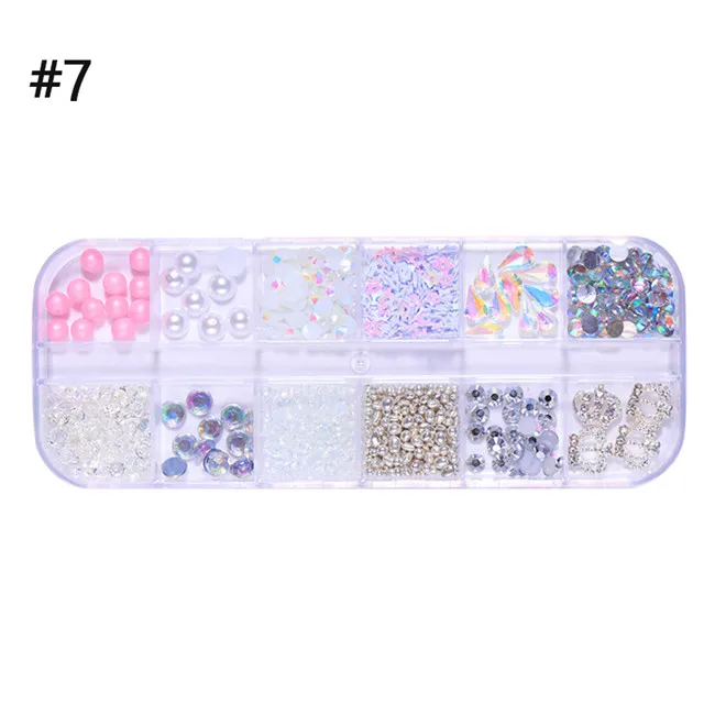 pattern 7 Multi-size Nail Rhinestones 3D Crystal AB Clear Nail Stones Gems Pearl DIY Nail Art Decorations Gold Silver Rivet Rhinestone - Цвет: pattern 7
