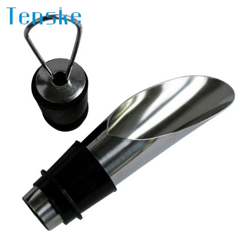 Tenske Stainless Liquor Spirit Pourer Flow Wine Bottle Pour Spout Stopper Stainless Steel Cap Pour Spout Stopper Barware C30423