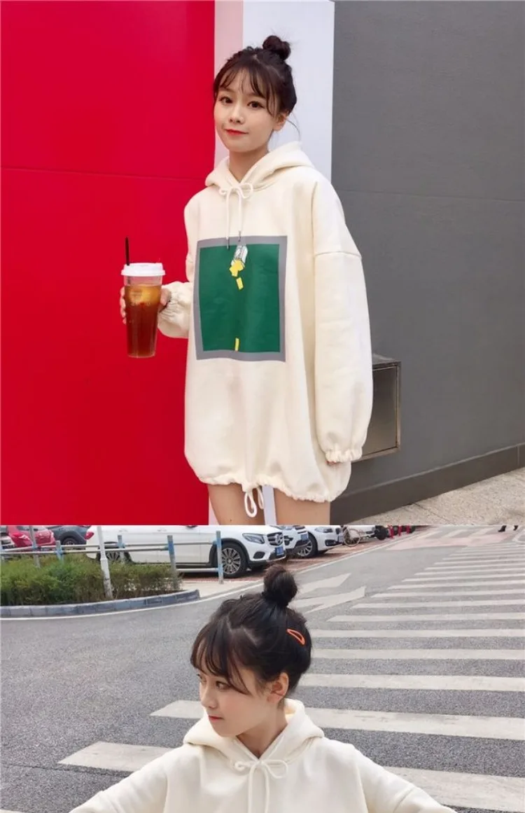 YouGeMan зимние женские желтые толстовки Harajuku с длинным рукавом с капюшоном флисовая толстовка пальто Женская толстовка