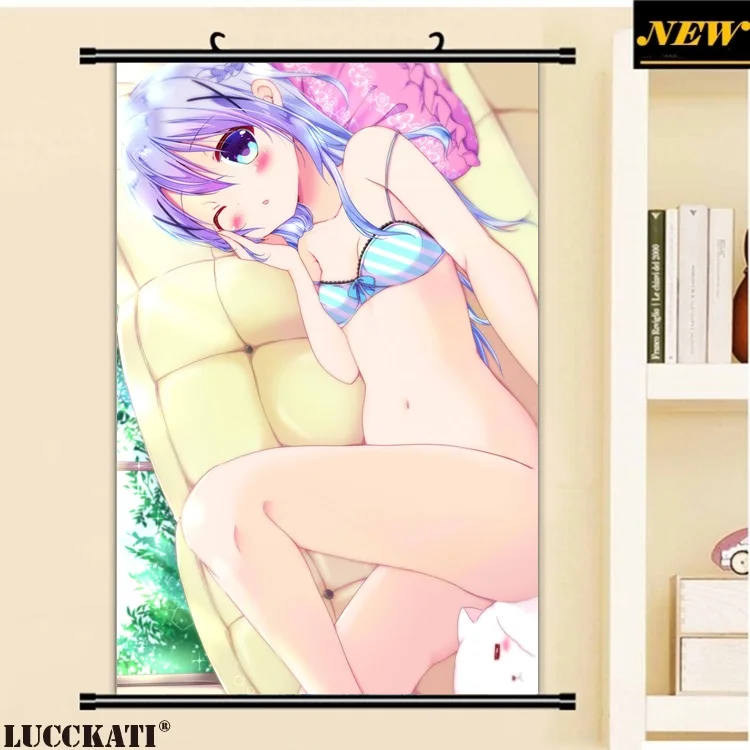 O 40X60 см, Gochiusa Gochuumon wa Usagi Desu ka Rabbit, сексуальная лоли, мультфильм, аниме картинка, настенная прокрутка, холст, живопись, плакат - Цвет: O
