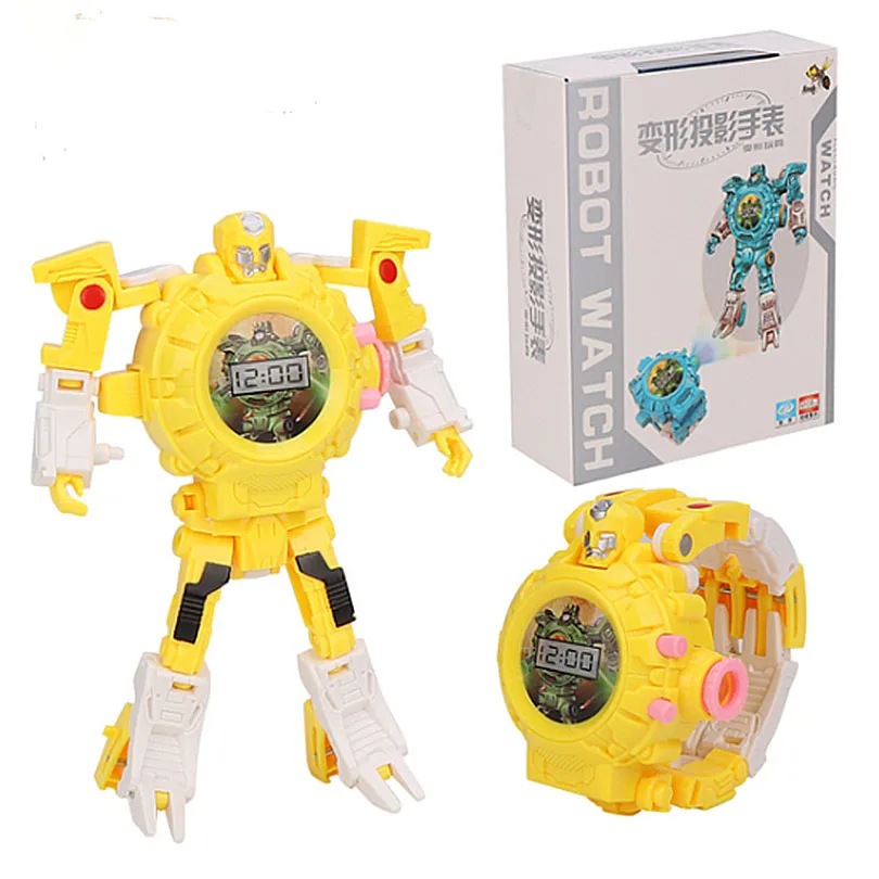 Деформации проецирования наручные часы игрушка детский Робот Электронные