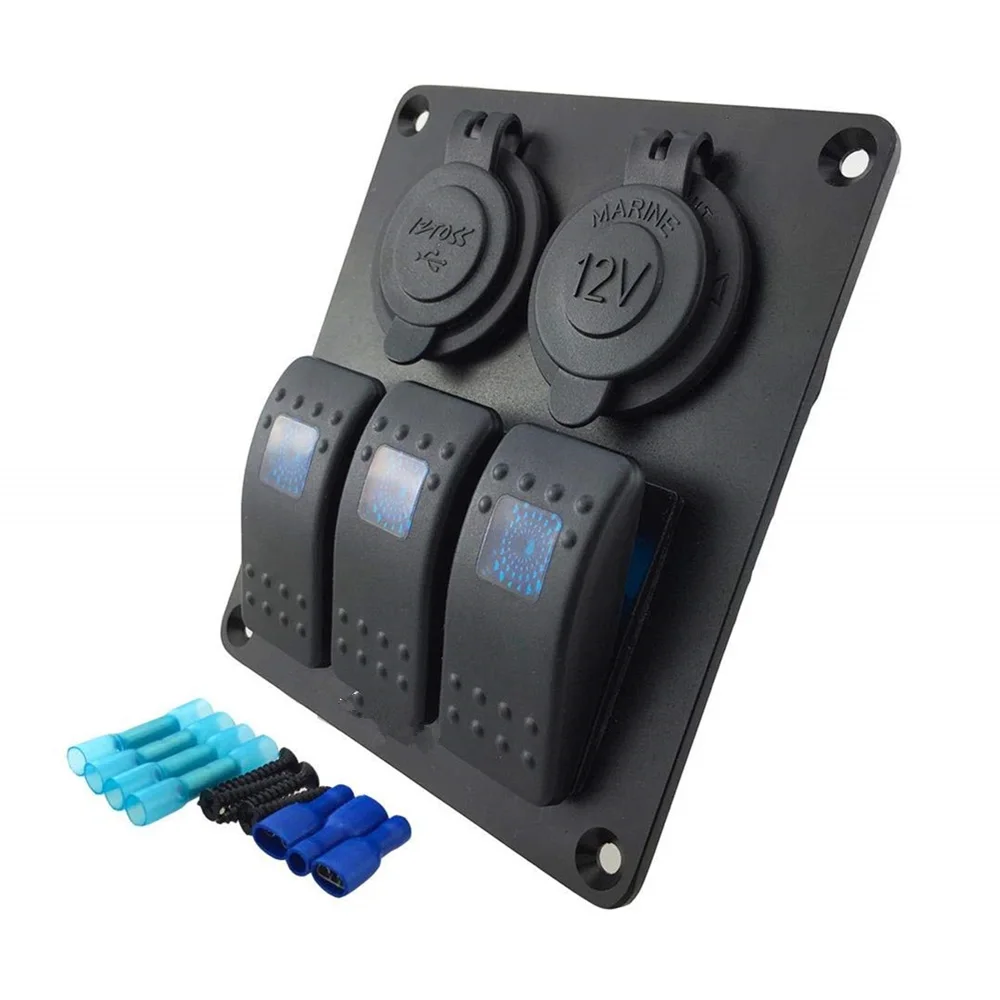 Кулисный Переключатель Панель 3 комплекта 12 24V Мощность разъем Dual USB