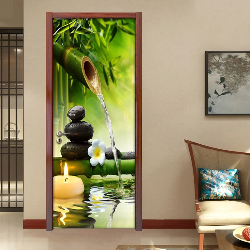 Wholesale 3D PVC Waterproof Door Sticker DIY Self-adhesive Wallpaper Wall Decals Modern Bedroom Mural Home Decoration | Дом и сад