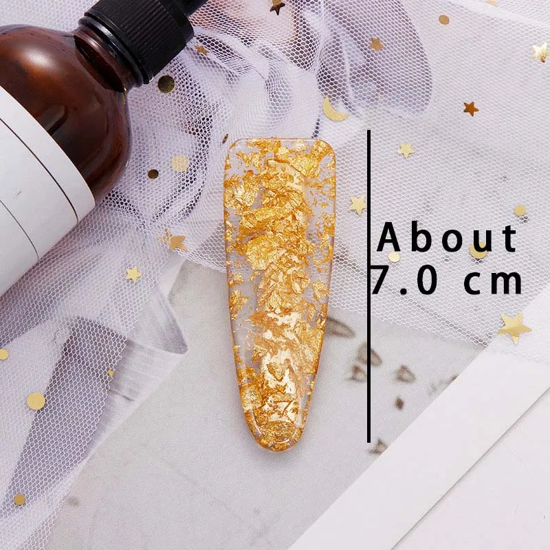 Gold Waterdrop New Fantasy Acetate Gold Silver Foil Geometric Hair Clips Women Girls Sweet Hairpins Headband Hair Claws Hair Accessories - Цвет: Gold Waterdrop