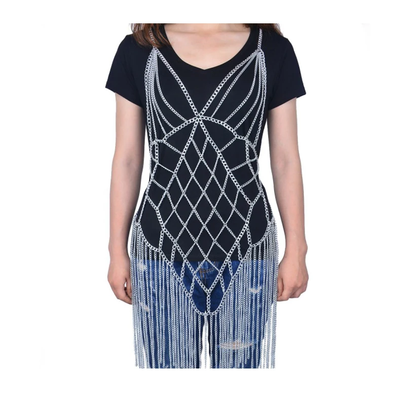 Европейская и американская Сексуальная многослойная цепочка для тела женское