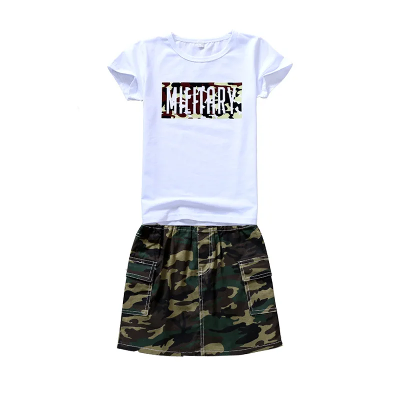 

Kids Sets 2019 Summer Uniform Set Girls Skirt Set Camouflage Cotton Sports Two-piece Boys Five Pants Set 3-14Y