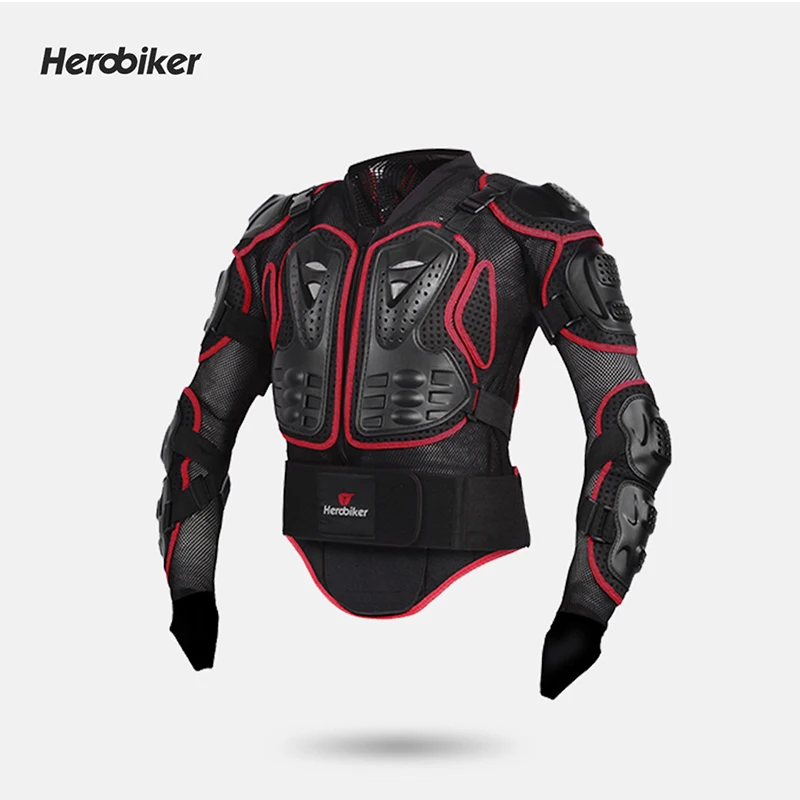 Красный Herobiker мотоцикл куртка для мужчин полный корпус мотоцикл снаряжение для мотокросса гоночная Защитная Экипировка мотоциклетная защита размер S-5XL - Цвет: Красный