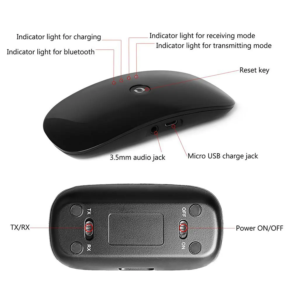 2017 Newest version Multi-Point 2 in 1 Bluetooth Transmitter & bluetooth Receiver Wireless A2DP 3.5mm Audio Adapter |