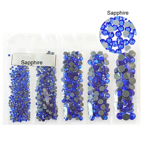 Sapphire Смешанные размеры стеклянные стразы исправление хрусталя и искусственного алмаза AB железо на стразы Flatback исправление стразы для одежды B3700 - Цвет: Sapphire