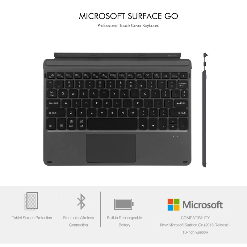 [Новинка] Bluetooth Keybaord для microsoft Surface go7, тонкий 7 цветов с подсветкой, беспроводной чехол Bluetooth с трекпадом+ аккумулятор 750 мАч