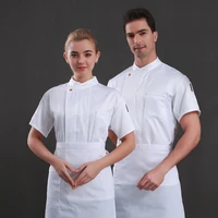 women men short sleeve chef service breathable work wear chef jacket catering restaurant baking uniform cooking clothes