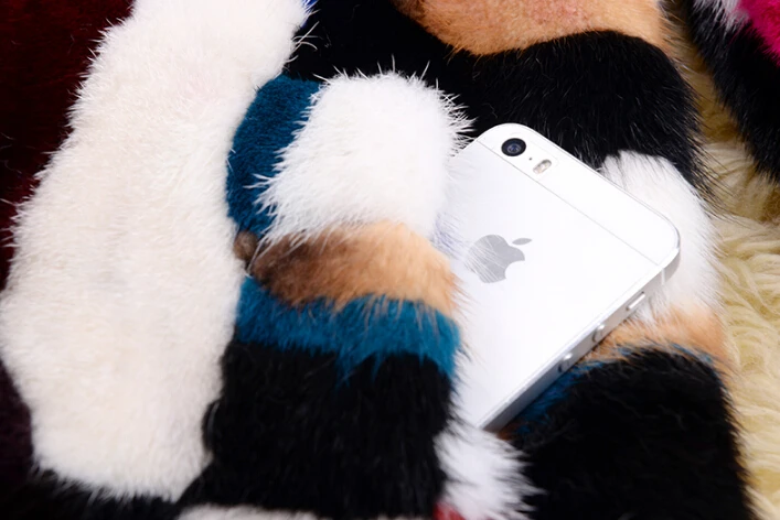 Натуральный мех норки красочное длинное Норковое меховое пальто женское ручной