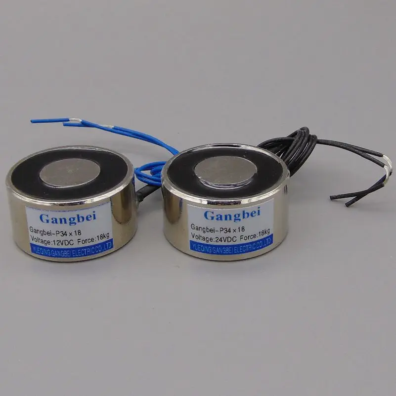 Gangbei-3418 Электрический магнит, подъемный 18кг 180N Электромагнит 24VDC 12VDC