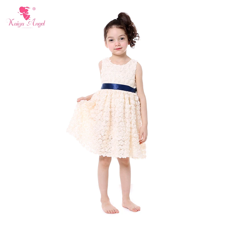 Платье для девочек цвет слоновой кости розовый Летние Платья с цветочным узором