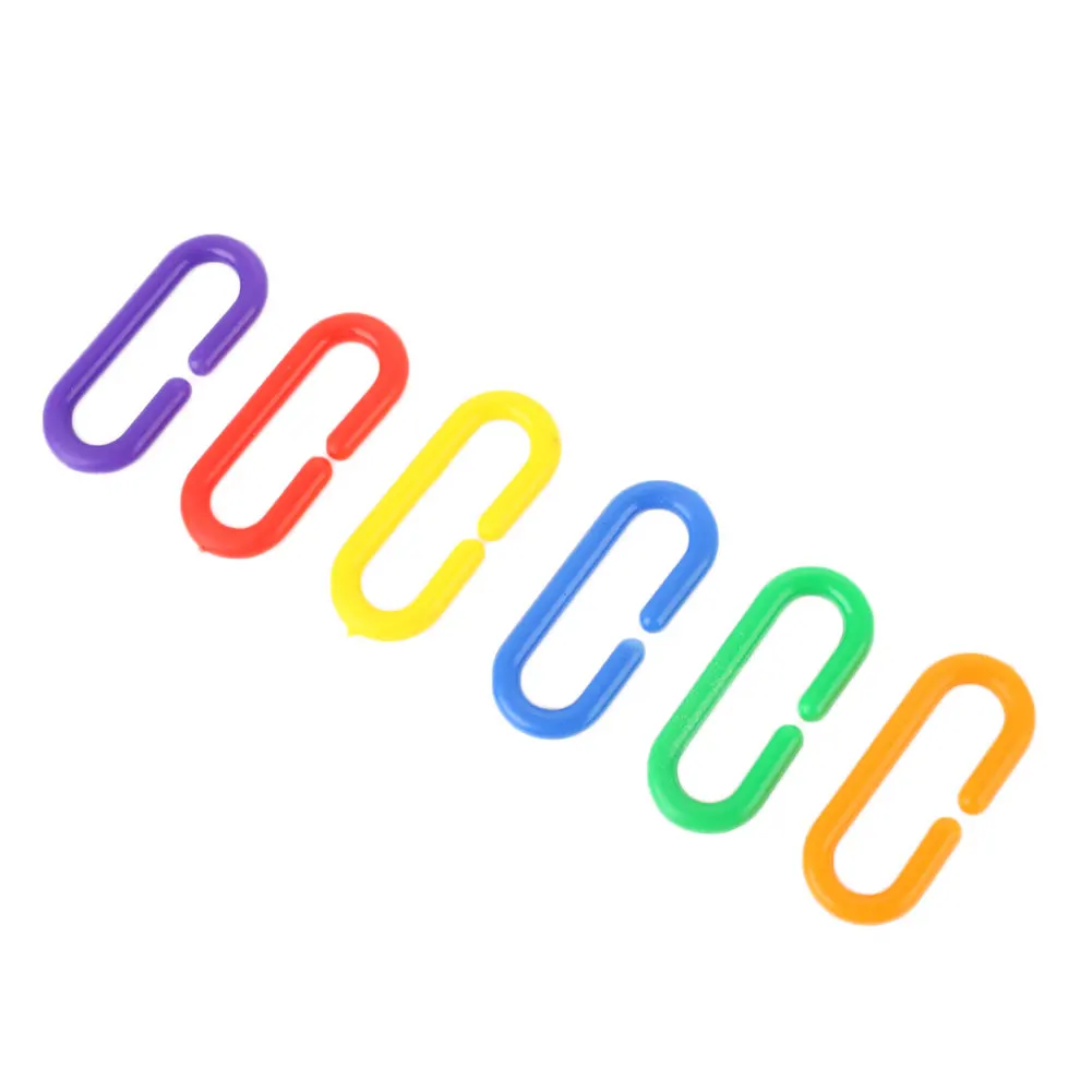 

100Pcs Plastic Chain Parrot Bird Bite Toys Clip Hook