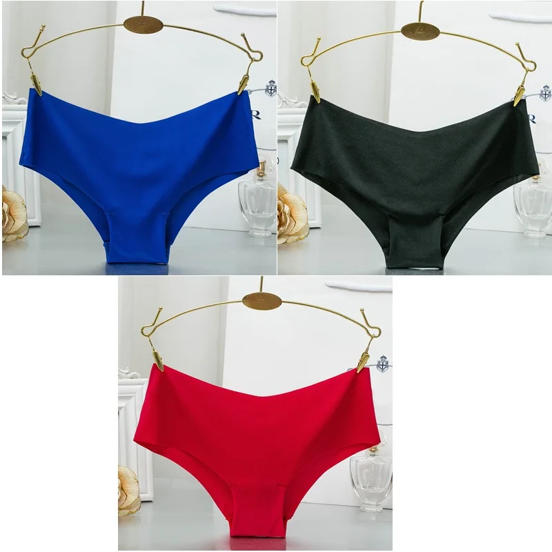blue black red 3 шт., высокое качество, женские бесшовные леопардовые трусики, комфортные ультра-тонкие трусики, нижнее белье, женские сексуальные трусики с оборками - Цвет: blue black red