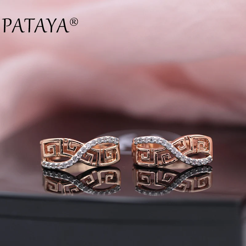Женские серьги PATAYA из розового золота 585 пробы 8 тонких сережек изысканная