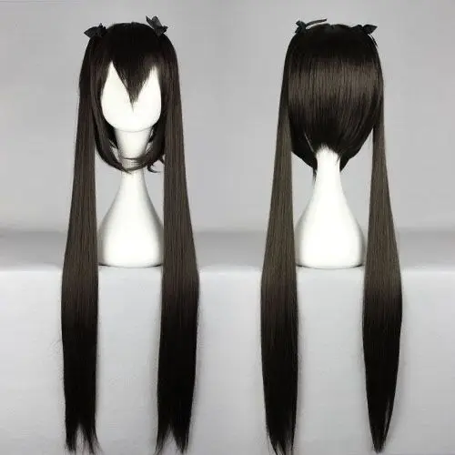

KON Nakano Azusa Wig 100cm Long Straight Black Heat Resistant Synthetic Hair Cosplay Wig + Wig Cap